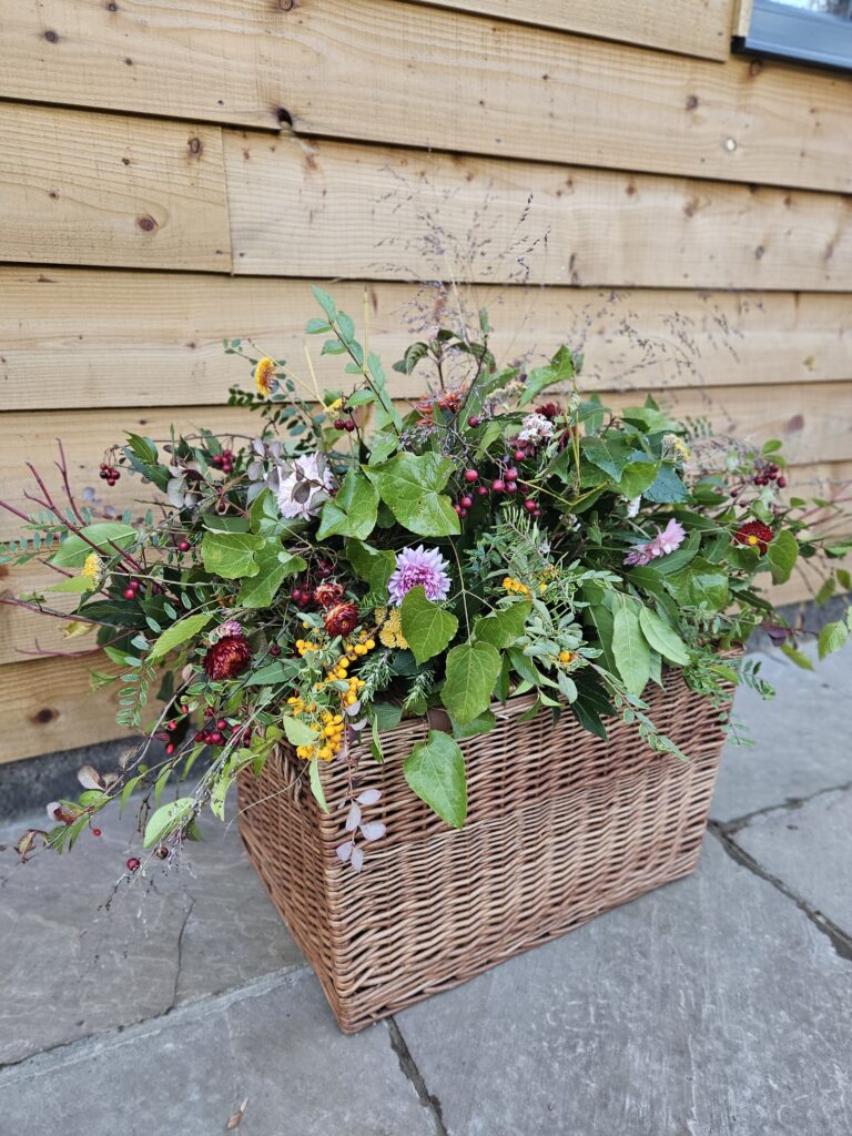 Funeral coffin spray autumn scaled